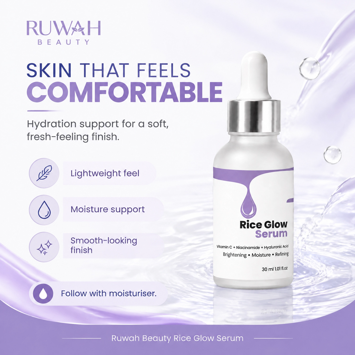 Rice Glow Serum with Vitamin C & Niacinamide - Brightening Face Serum for Glowing Skin | 30ml
