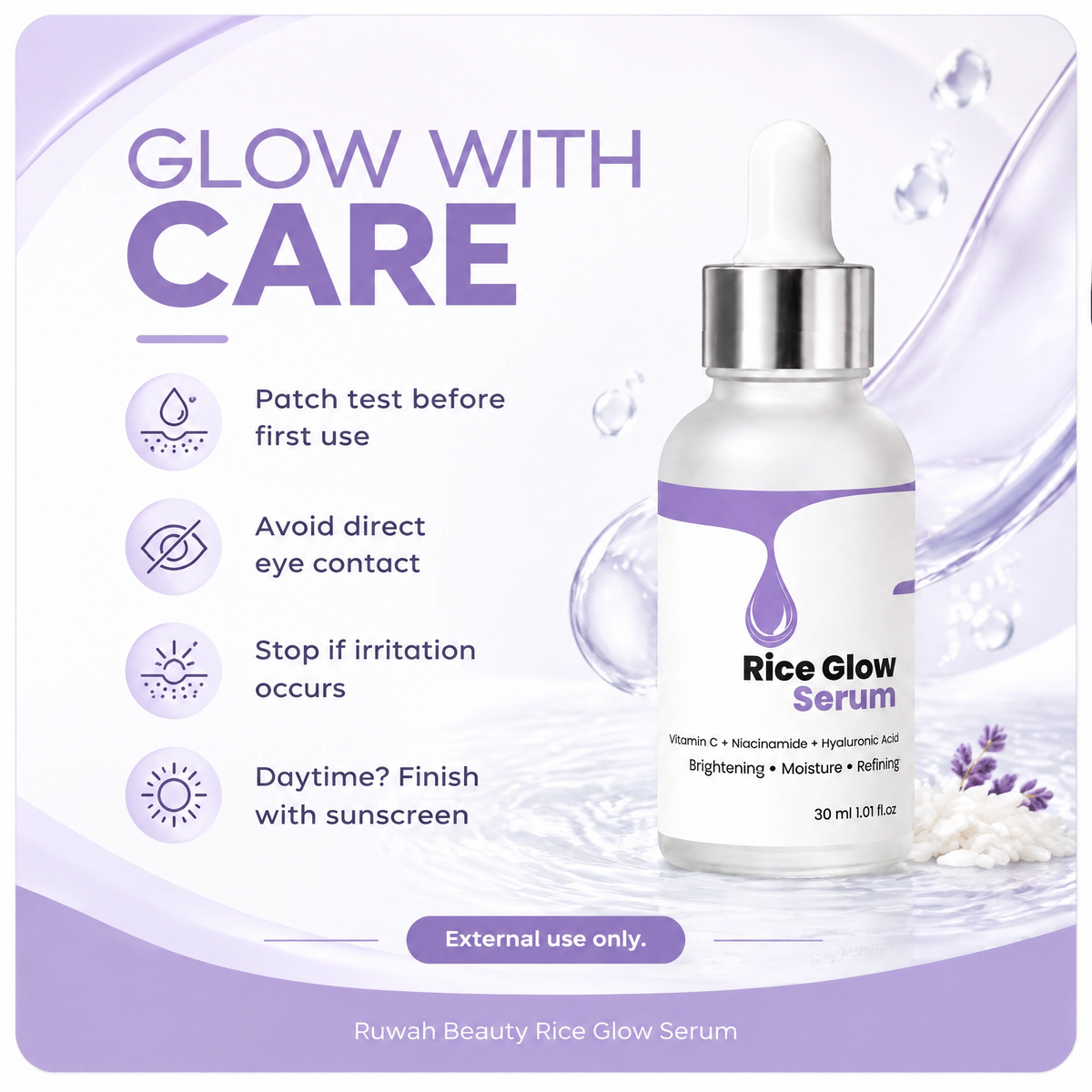Rice Glow Serum with Vitamin C & Niacinamide - Brightening Face Serum for Glowing Skin | 30ml