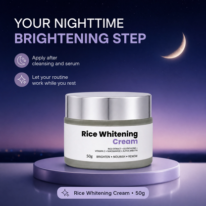 Rice Whitening Cream with Glutathione & Niacinamide - Brightening Night Cream for Even Skin Tone | 50g