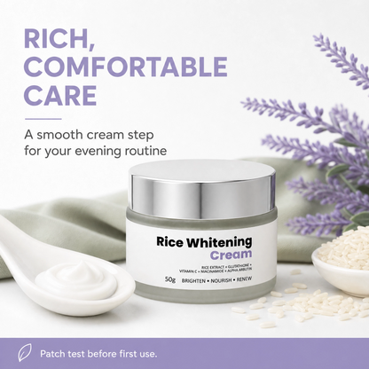 Rice Whitening Cream with Glutathione & Niacinamide - Brightening Night Cream for Even Skin Tone | 50g