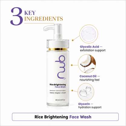 Rice Brightening Face Wash with Glycolic Acid - Deep Cleansing Facial Cleanser for Smooth Skin | 120ml