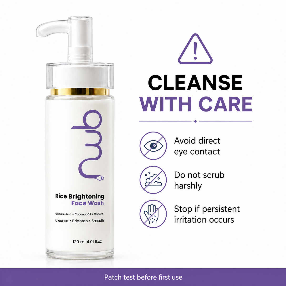 Rice Brightening Face Wash with Glycolic Acid - Deep Cleansing Facial Cleanser for Smooth Skin | 120ml