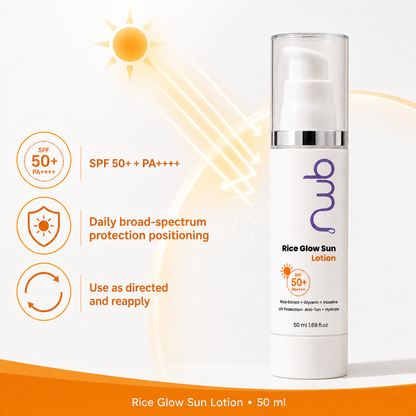 Rice Glow Sun Lotion SPF 50+ PA++++ - Lightweight Sunscreen with UV Protection & Anti-Tan | 50ml