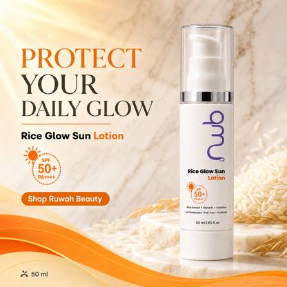 Rice Glow Sun Lotion SPF 50+ PA++++ - Lightweight Sunscreen with UV Protection & Anti-Tan | 50ml